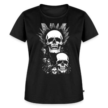 Anarchy Fan Skull avec Mohawk Crazy Antisocial Pu - T-shirt Premium bio Femme - noir - Devant - Selfina (174cm)