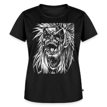 Punkrock Fan Skull avec Mohawk Crazy Antisocial P - T-shirt Premium bio Femme - noir - Devant - Selfina (174cm)
