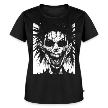 Punkrock Fan Skull mit Mohawk Crazy Antisocial P - Frauen Premium Bio T-Shirt - Schwarz - Vorne - Selfina (174cm)