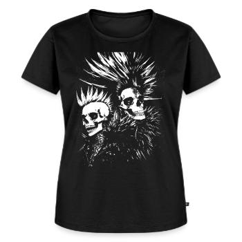 Punkrock Fan Skull mit Mohawk Crazy Antisocial P - Frauen Premium Bio T-Shirt - Schwarz - Vorne - Selfina (174cm)