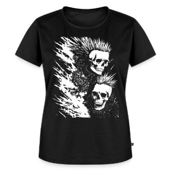 Punkrock Fan Skull avec Mohawk Crazy Antisocial P - T-shirt Premium bio Femme - noir - Devant - Selfina (174cm)