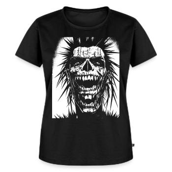Crâne de fan de punkrock avec Mohawk Crazy Antisocial P - T-shirt Premium bio Femme - noir - Devant - Selfina (174cm)