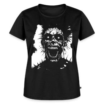 Punkrock Fan Skull mit Mohawk Crazy Antisocial P - Frauen Premium Bio T-Shirt - Schwarz - Vorne - Selfina (174cm)
