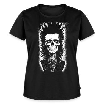 Crâne de fan de punkrock avec Mohawk Crazy Antisocial P - T-shirt Premium bio Femme - noir - Devant - Selfina (174cm)