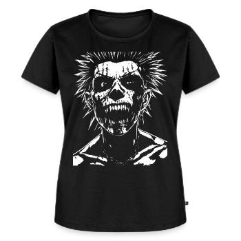 Anarchy Fan Skull avec Mohawk Crazy Antisocial Pu - T-shirt Premium bio Femme - noir - Devant - Selfina (174cm)