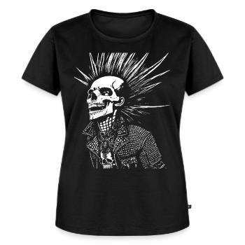 Anarchy Fan Skull mit Mohawk Crazy Antisocial Pu - Frauen Premium Bio T-Shirt - Schwarz - Vorne - Selfina (174cm)