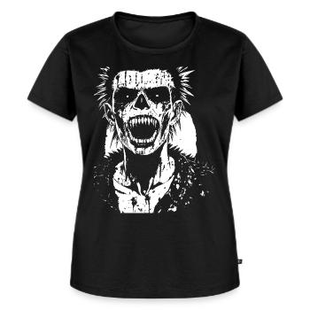 Punkrock Fan Skull mit Mohawk Crazy Antisocial P - Frauen Premium Bio T-Shirt - Schwarz - Vorne - Selfina (174cm)