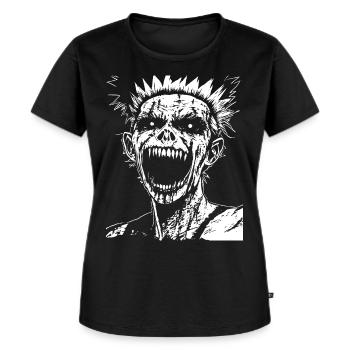 Horror-Fan-Schädel mit Mohawk Crazy Punkrocker Wortspiel - Frauen Premium Bio T-Shirt - Schwarz - Vorne - Selfina (174cm)