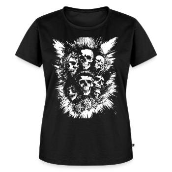 Punkrock Fan Skull mit Mohawk Crazy Antisocial P - Frauen Premium Bio T-Shirt - Schwarz - Vorne - Selfina (174cm)
