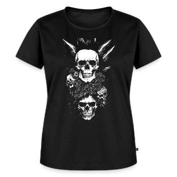 Punkrock-Fan-Schädel mit Mohawk Crazy Antisocial P - Frauen Premium Bio T-Shirt - Schwarz - Vorne - Selfina (174cm)