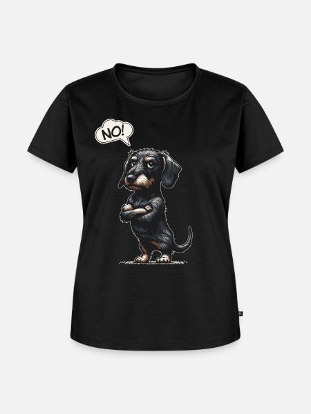 NEIN! Wiener Hund Niedlicher Drahthaardackel Sausag - Frauen Premium Bio T-Shirt - Schwarz