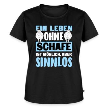 Leben Ohne Schafe Sinnlos Landwirt Schäfer T-Shirt - Frauen Premium Bio T-Shirt - Schwarz - Vorne - Selfina (174cm)