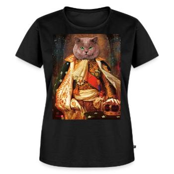 03 Kater Majestät Cat General King König - Frauen Premium Bio T-Shirt - Schwarz - Vorne - Selfina (174cm)