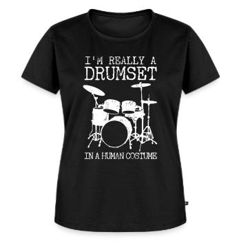 Schlagzeug Schlagzeuger Drummer Geschenk - Frauen Premium Bio T-Shirt - Schwarz - Vorne - Selfina (174cm)