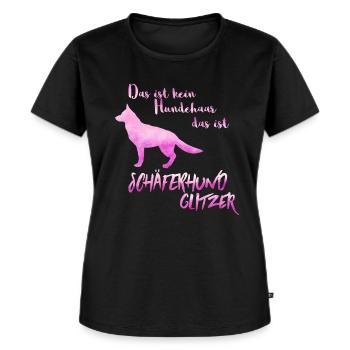 Das ist kein Hundehaar das ist Schäferhund Glitzer - Frauen Premium Bio T-Shirt - Schwarz - Vorne - Selfina (174cm)