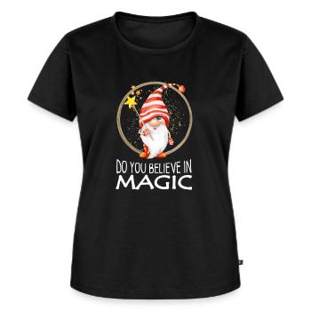 Wichtel Gnom verzaubert Dich zu Weihnachten - Frauen Premium Bio T-Shirt - Schwarz - Vorne - Selfina (174cm)