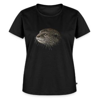 Otter drawing Cool expression Marten gift - Women's Premium Organic T-shirt - black - Front - Selfina (174cm)