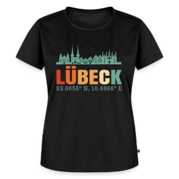 Lübeck - Frauen Premium Bio T-Shirt - Schwarz - Vorne - Selfina (174cm)
