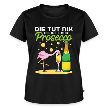 Die Tut Nix Die Will Nur Prosecco - Frauen Premium Bio T-Shirt - Schwarz - Vorne - Selfina (174cm)