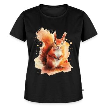 Eichhörnchen - Frauen Premium Bio T-Shirt - Schwarz - Vorne - Selfina (174cm)