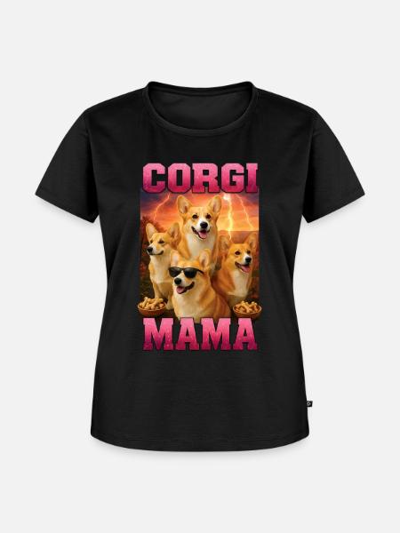 Corgi - Frauen Premium Bio T-Shirt - Schwarz