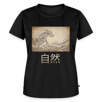 Dark Academia Aesthetic Great Wave Off Kanagawa - Women's Premium Organic T-shirt - black - Front - Selfina (174cm)