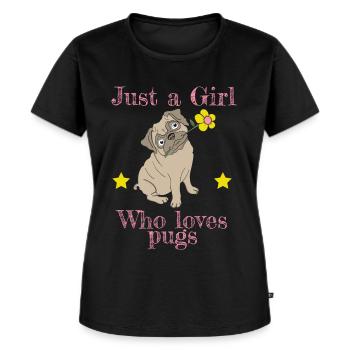 Mops süßer niedlicher Hund Mädchen Frau liebt Mops - Frauen Premium Bio T-Shirt - Schwarz - Vorne - Selfina (174cm)