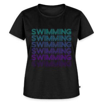 Schwimmen Schwimmer Schwimmen Retro - Frauen Premium Bio T-Shirt - Schwarz - Vorne - Selfina (174cm)