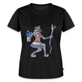 Tlaloc Aztec Rain Dieu Aztèque Nahu - T-shirt Premium bio Femme - noir - Devant - Selfina (174cm)