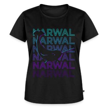 Narwal Narwhal Retro - Frauen Premium Bio T-Shirt - Schwarz - Vorne - Selfina (174cm)