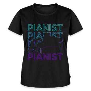 Pianist Keyboarder Klavierspieler Retro - Frauen Premium Bio T-Shirt - Schwarz - Vorne - Selfina (174cm)
