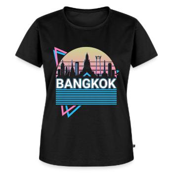 Bangkok City Skyline Cityscape Rétro - T-shirt Premium bio Femme - noir - Devant - Selfina (174cm)