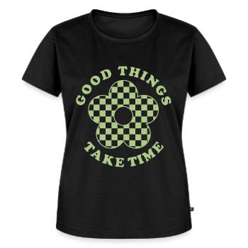 Fleur esthétique pastel danoise - T-shirt Premium bio Femme - noir - Devant - Selfina (174cm)