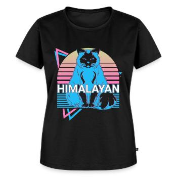 Chat de l’Himalaya Rétro - T-shirt Premium bio Femme - noir - Devant - Selfina (174cm)