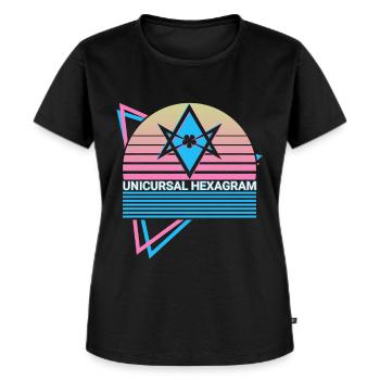 Hexagramme unicursal Étoile à six branches Thelema Sy - T-shirt Premium bio Femme - noir - Devant - Selfina (174cm)