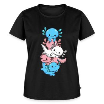 Subtle Transgender Pride Flag Kawaii Axolotl LGBTQ - Frauen Premium Bio T-Shirt - Schwarz - Vorne - Selfina (174cm)
