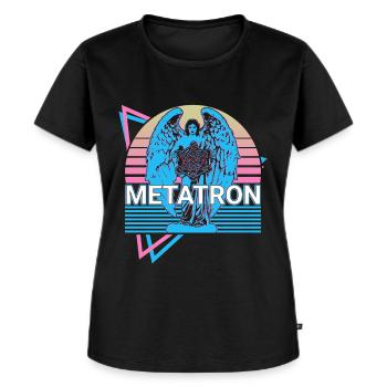 Metatron Erzengel Retro - Frauen Premium Bio T-Shirt - Schwarz - Vorne - Selfina (174cm)