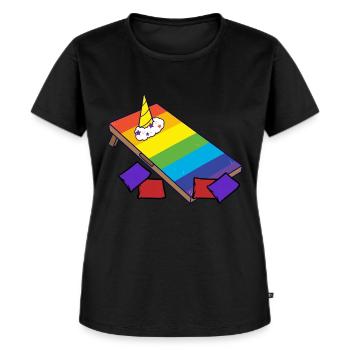 Trou de maïs Cornhole - T-shirt Premium bio Femme - noir - Devant - Selfina (174cm)