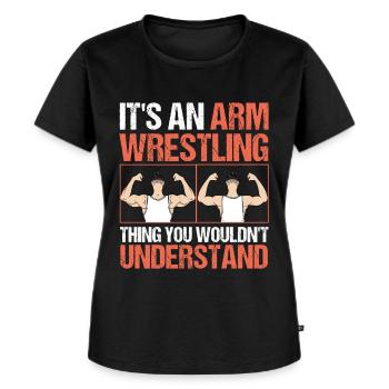 Arm wrestler - Women's Premium Organic T-shirt - black - Front - Selfina (174cm)