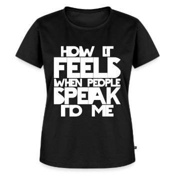 Deaf Pride ASL Gebärdensprache - Frauen Premium Bio T-Shirt - Schwarz - Vorne - Selfina (174cm)