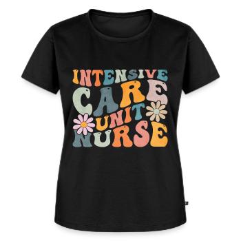 Infirmière groovy en soins intensifs IC - T-shirt Premium bio Femme - noir - Devant - Selfina (174cm)