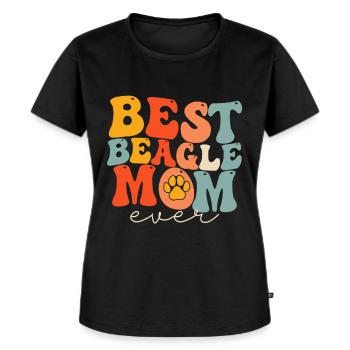 Groovy chien Beagle amant - T-shirt Premium bio Femme - noir - Devant - Selfina (174cm)