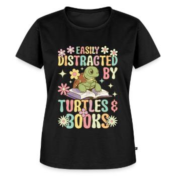 Groovy Meeresschildkröte - Frauen Premium Bio T-Shirt - Schwarz - Vorne - Selfina (174cm)