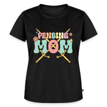 Fencing Mom Groovy Foil Saber Fencer - Women's Premium Organic T-shirt - black - Front - Selfina (174cm)