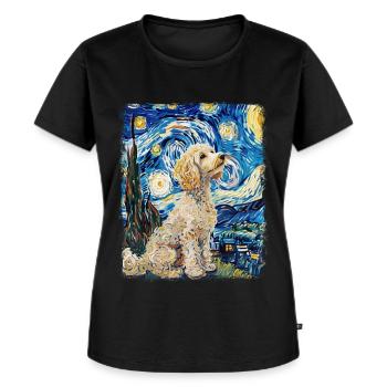 Poodle Dog Starry Night Painting - Women's Premium Organic T-shirt - black - Front - Selfina (174cm)