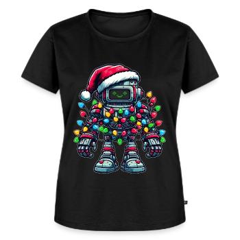 Roboter Robotertechnik Weihnachtsmütze Xmas - Frauen Premium Bio T-Shirt - Schwarz - Vorne - Selfina (174cm)