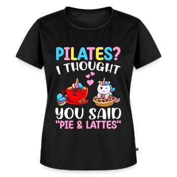 Pilates Pie Lattes Lustige - Frauen Premium Bio T-Shirt - Schwarz - Vorne - Selfina (174cm)