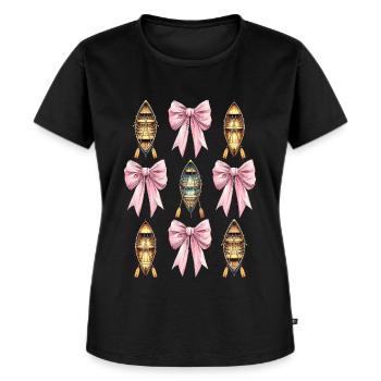 Coquette Bogen Rudern Ruderboot Paddel rosa - Frauen Premium Bio T-Shirt - Schwarz - Vorne - Selfina (174cm)