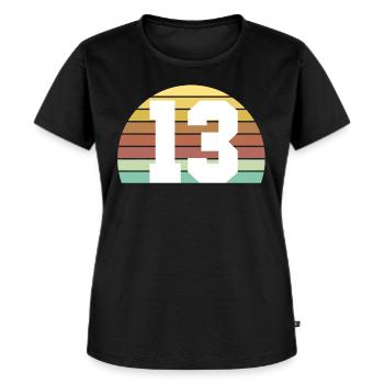 13 - Frauen Premium Bio T-Shirt - Schwarz - Vorne - Selfina (174cm)