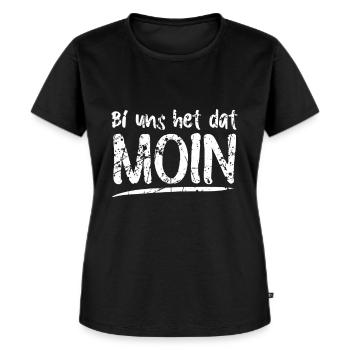 Moin Plattdeutsch Norddeutsch Begrüßung - Frauen Premium Bio T-Shirt - Schwarz - Vorne - Selfina (174cm)